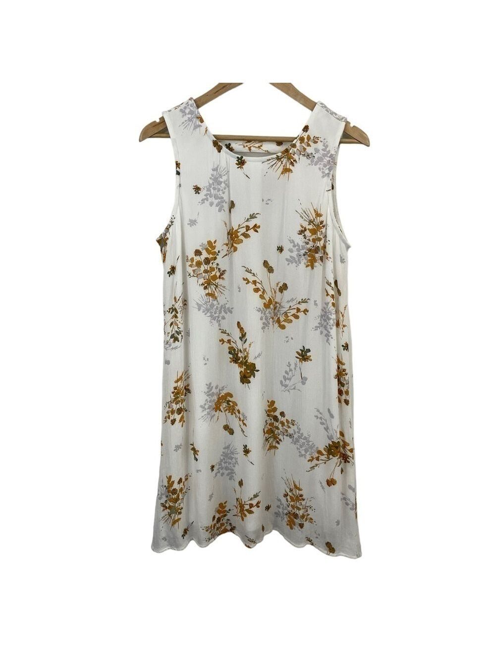 Maurices Spring Floral Dress Womens L White Yellow Feminine Pretty Knee Length
